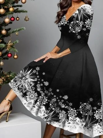 Loose V Neck Casual Dress 5 Loose V Neck Casual Dress - Image 5