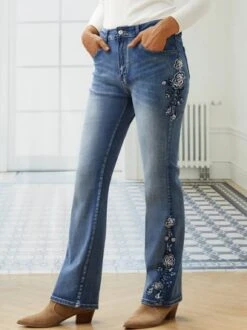 Casual Embroidered Floral Denim Jeans -Zolucky Sales Store 0dd205558ddb8f31db1f3f6e734b5f9d