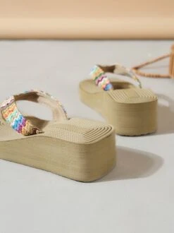 Women Multicolor Braided Beach Flip-Flops -Zolucky Sales Store 0e26292914ed918188662f40be9f4e0b