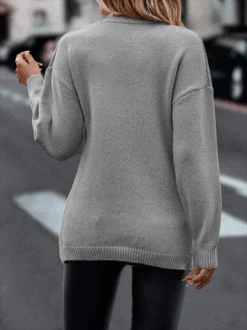 Daily Plain Casual Cross V Neck Tunic Winter Knitted Loose Long Sleeve Sweater -Zolucky Sales Store 0eaca0ad822a095708da73ce1ab5c1f3