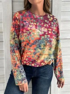 Plus Size Loose Abstract Long Sleeve Casual T-Shirt -Zolucky Sales Store 0ede1e32408f13a9ae79f3966cfd18e3