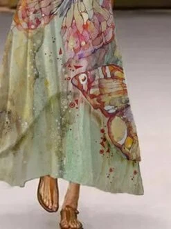 Women Casual 3/4 Sleeve Round Neck Floral Print Maxi Dress -Zolucky Sales Store 0ee38e951c95991363e2f4aacecdb913