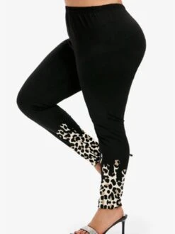 Plus Size Regular Fit Casual Leopard Leggings