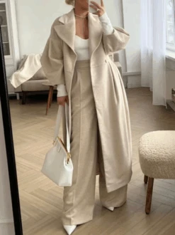 Casual Lapel Collar Plain Woolen Coat -Zolucky Sales Store 0f0d0ba458a5cdffd0ef82982a885563