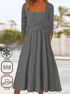 Casual Cotton Square Neck Dress