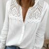 Cotton Stand Collar Boho Buttoned Blouse
