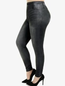Plus Size Casual Plain Leggings