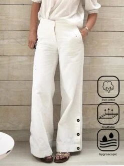 Plain Loose Casual Cotton And Linen Pants