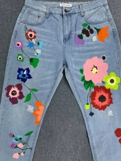All Season Denim Floral Casual Jeans -Zolucky Sales Store 1 1600843421248