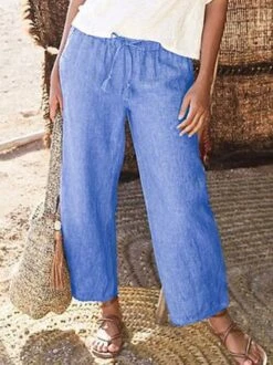 Light Gray Casual Cotton-Blend Solid Pants -Zolucky Sales Store 1 32 jpg 1557971565210