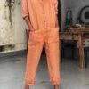 Zolucky Women Casual Jumpsuits Buttoned Solid Holiday Jumpsuits