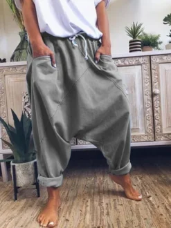 Cotton-Blend Patchwork Vintage Sports Pants