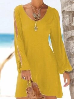 Women Cold Shoulder Long Sleeve Round Neck Causal Holiday Mini Dress -Zolucky Sales Store 1 jpg 1548150935801