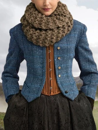 Brown Paneled Long Sleeve Plaid Knit Coat 7 Brown Paneled Long Sleeve Plaid Knit Coat - Image 7