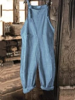 Vintage Black Gray Linen Stripes Pants Romper Jumpsuits 18 Vintage Black Gray Linen Stripes Pants Romper Jumpsuits -Zolucky Sales Store 1 jpg 1582038599295