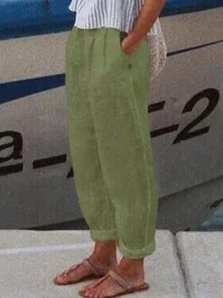 Casual Loose Plain Cotton Turnip Pants With Pockets For Women -Zolucky Sales Store 111dae3f69ee3adda5c86d0cbd7b861c