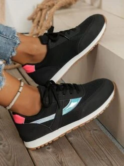 Casual Color Block Mesh Fabric Paneled Lace-Up Sneakers -Zolucky Sales Store 12074fb3b63244c9ac4d71054d0a74f5 1698039607607