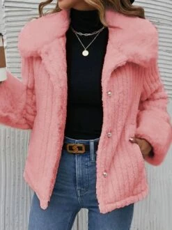 Loose Casual Plain Texture Fluff/Granular Fleece Fabric Teddy Jacket -Zolucky Sales Store 1287f99d93d95e1a986b25e3da3f8bb9