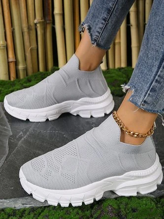 All Season Plain Sports Mesh Fabric Flyknit Sneakers 9 All Season Plain Sports Mesh Fabric Flyknit Sneakers - Image 9