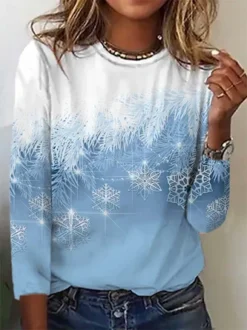 Casual Christmas Long Sleeve T-Shirt Xmas T-shirt