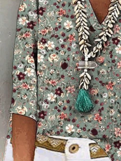 Plus Size Floral Casual V Neck Loose Shirt -Zolucky Sales Store 13769522e9b4f3ac44a3aa0f538ef1fc