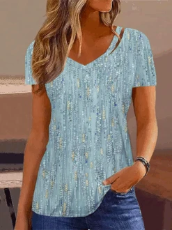 Plus Size Cut-Outs Abstract Printed Casual T-Shirt -Zolucky Sales Store 1425b1f91e83058d40237c9437ecba00