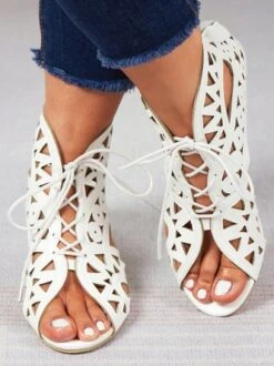 Resort Cutout Lace-Up Sandal Boots -Zolucky Sales Store 14361e5377e20e932eaee8327cd9b3fc
