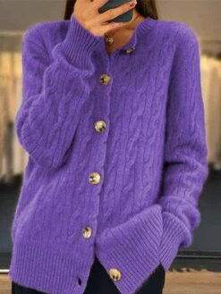 Yarn/Wool Yarn Crew Neck Casual Cardigan 9 Yarn/Wool Yarn Crew Neck Casual Cardigan -Zolucky Sales Store 14a4d4fd63161bfef7db026aa9095dd5