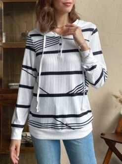 Striped Casual Hoodie Sweatshirt -Zolucky Sales Store 14b26f6bbf1d9745f9479de617416d3a