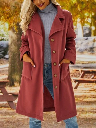 Solid Long Sleeve Cotton-Blend Overcoat 2 Solid Long Sleeve Cotton-Blend Overcoat - Image 2