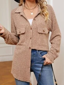 Casual Plain Shawl Collar Loose Jacket -Zolucky Sales Store 14df594adfe18873a0cb17f799e76fe9