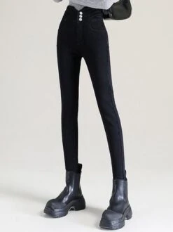 Fleece Plain Casual Denim Jeans -Zolucky Sales Store 1508aacb28f927f0053d3a5c9794ac6a