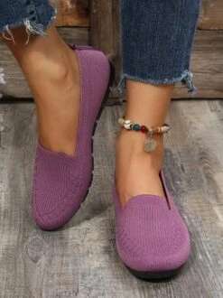 Women Casual Ribbed Fly-knit Fabric Slip On Shoes -Zolucky Sales Store 1573006c43e649b6d0dc346c15319b32