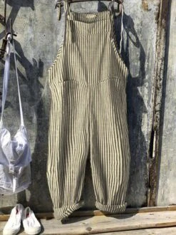 Vintage Black Gray Linen Stripes Pants Romper Jumpsuits 14 Vintage Black Gray Linen Stripes Pants Romper Jumpsuits -Zolucky Sales Store 1599462e20aca163469fc83f0bbb031015761592155297