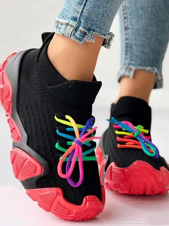 Color Block All Season Mesh Fabric Casual Flyknit Sneakers 13 Color Block All Season Mesh Fabric Casual Flyknit Sneakers - Image 13