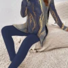 Abstract Print Crew Neck Long Sleeve Top With Pants Daily Casual Loose Two-Piece Set