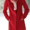 Casual Winter Solid V Neck Buttoned Mid-weight Daily Long Sleeve Cotton-Blend Jacket For Women