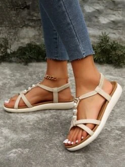 Pearl Beaded Thin Strap Cross Bohemian Casual Sandals 27 Pearl Beaded Thin Strap Cross Bohemian Casual Sandals -Zolucky Sales Store 16a0f476f64fef14348dde3cb63e7903
