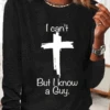 Women's Casual I Can'T But I Know A Guy Printed Casual Long Sleeve Shirt