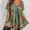 Plus Size Jersey Half Open Collar Casual Shirt