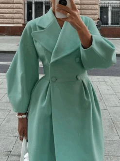 Casual Lapel Collar Plain Woolen Coat -Zolucky Sales Store 17943396d8babbcd20dc62d1fc0100a5