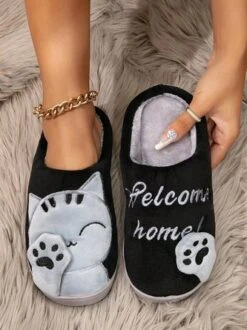 Casual Cartoon Cat Letters Embroidery Warmth Fluffy Slippers 31 Casual Cartoon Cat Letters Embroidery Warmth Fluffy Slippers -Zolucky Sales Store 17a5f51b9977fa4134ab789d16f32674