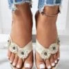 Vintage Floral Casual Wedge Flip-Flops