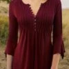 3/4 Sleeve Casual Plain Blouse & Shirt