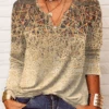 Notched Ethnic Loose Casual Shirt