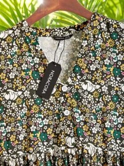 Casual Floral V Neck Short Sleeve Dress -Zolucky Sales Store 18af3511f85bb44cb5dff0005fcd2ac1