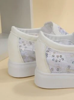 Sequins Floral Embroidered Lace Paneled Slip-On Wedge Shoes -Zolucky Sales Store 18ea0dc251fbb293aec1c1c497e4d39e