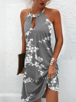 Halter Floral Sleeveless Casual Dress -Zolucky Sales Store 193f137a7b4d812996c8ddd0f1fae009