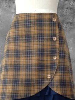 Vintage Checkered/plaid Floral-Print Skirt -Zolucky Sales Store 195 1601616102465