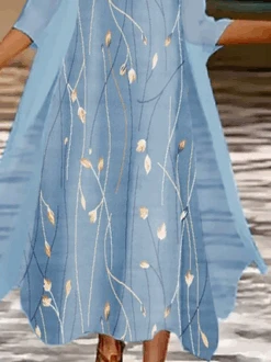 Casual Floral Autumn Micro-Elasticity Loose Three Quarter Crew Neck Coat With Skirt Regular Two-Piece Set For Women -Zolucky Sales Store 19b3123a69bc6dfdce4aec31871e00cf